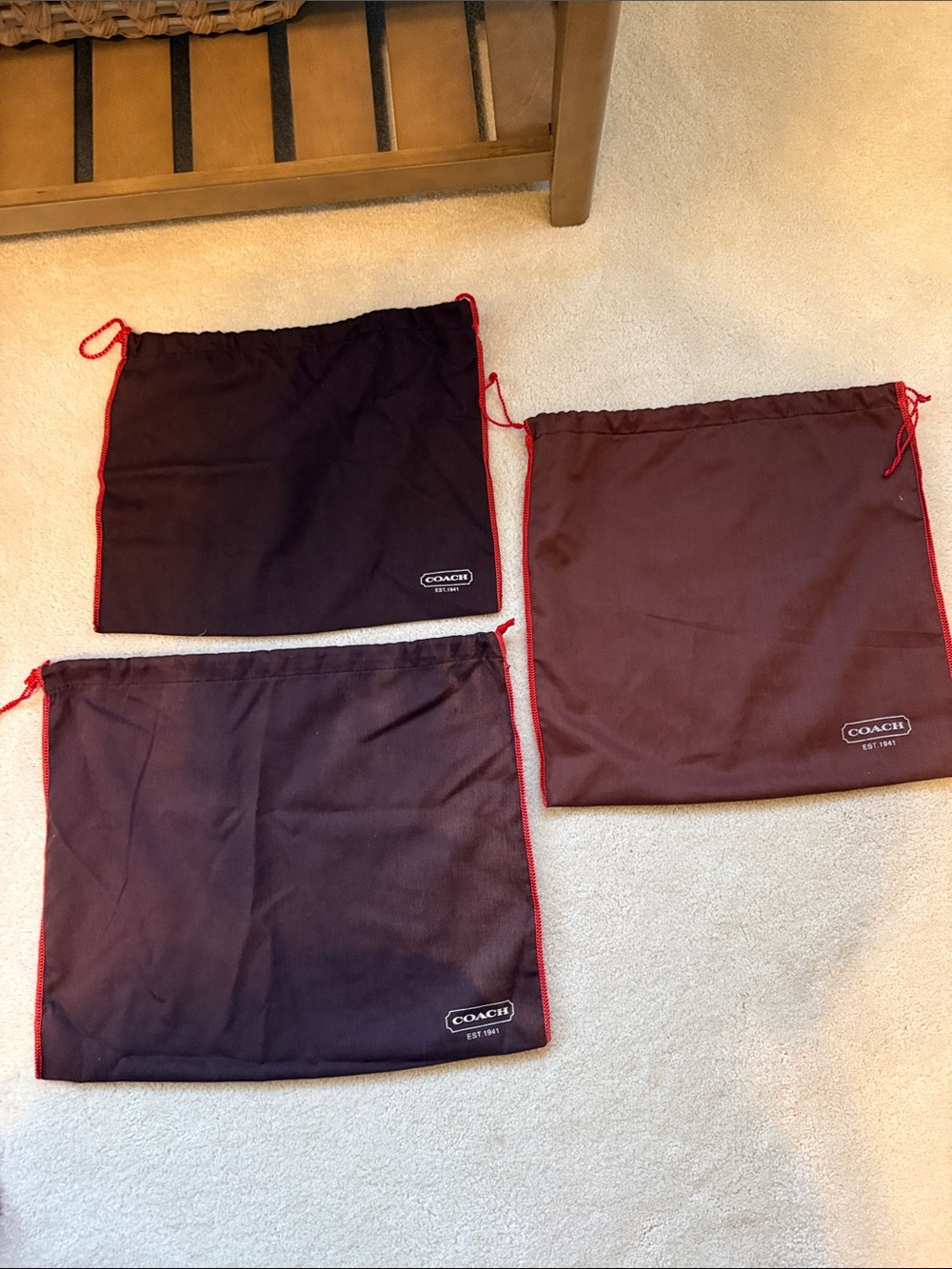 Set of 3 New Coach Dust Bags